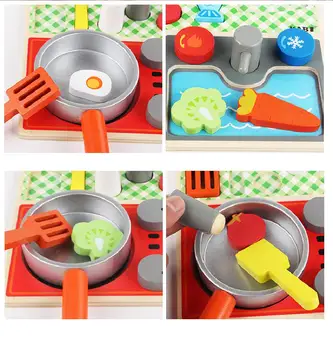 Medinių Žaisti Namų Virtuvė Žaislas Apsimesti Žaisti, Ledų, Vaisių Kepsnių Rinkinį Mini Maisto Švietimo Žaislai Vaikams Ikimokyklinio Amžiaus Vaikams Dovanos