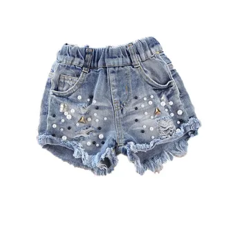 Mergaičių pearl džinsai 2-12 vasarą karšto pardavimo korėjos mažų ir vidutinių vaikų karšto pants šortai vaikų Antblauzdžiai