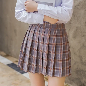 Merginos JK Uniformas, Japonijos, Korėjos Stiliaus Moteris karinio jūrų Laivyno Jūreivis Anime Cosplay Mokyklos Vienodos Pavasarį Studentų Plisuotos Pledas Sijonas Drabužių