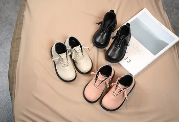 Merginos batai batai rudens/žiemos vaikų odos batai vaikams, kūdikių berniukų trumpas batai, mada batai suvarstomi batai