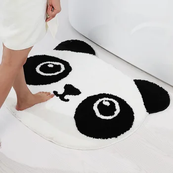 Mielas Animacinių filmų Panda ir Kačių Grindų Kilimėliai Namuose Miegamojo Lovos kiliminė danga, Tualetas, Vonios kambarys, neslidžia Sugeriantys Vienkartiniai Grindų Kilimėlis