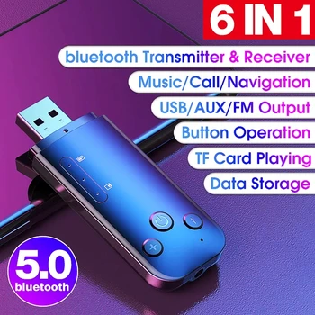 Mini bluetooth 5.0 Wireless Dongle Adapterį, Imtuvas, Siųstuvas su USB, AUX, FM Produkcija Paramos Navigacijos Kompiuteris, Nešiojamas KOMPIUTERIS