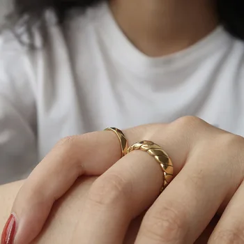 Minimalistinio paprasto krovimas žiedas moterims nerūdijančio plieno juostele aukso atidaryti žiedas free dydis mados skanėstas