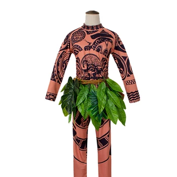 Moana Maui Tatuiruotė T Shirt/Kelnes Jumpsuit Suaugusiųjų Vyrai Moterys Cosplay Kostiumai su Lapais Dekoro Blattern Helovinas Suaugusiųjų Cosplay