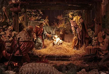 Mocsicka Jėzaus Gimimo Kristaus Gimimo Scena Seno Medžio Aviganis Linksmų Kalėdų Šalis Dekoro Modelio Nuotrauka Fone Fotografijos Fonas