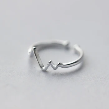 Modian Mados Atidarykite Reguliuojamas Piršto Žiedą, moterims, Originali 925 Sterlingas Sidabro Paprastų Geometrinių Banga Žiedas Fine Jewelry