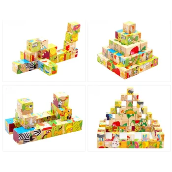 Montessori Žaislai, Vaikų Ankstyvojo Mokymosi Dėlionės, Mediniai Žaislai, 6 Pusių Dėlionės Tėvų-vaikų Žaidimo Žaislai
