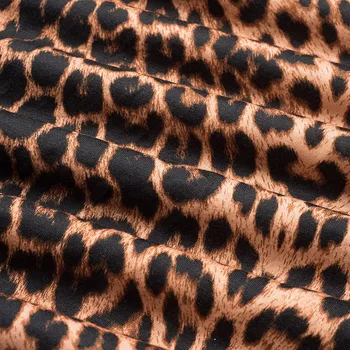 Moterys, O Kaklo Atsitiktinis Leopard Stilingas Stebėjimo T-Shirt Rudenį Moterų Trumpai Laisvus Bazinės Tees ET054