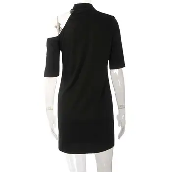 Moterų Derliaus Off Peties Roko Stiliaus Marškinėliai Mini Suknelė