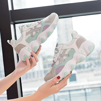 Moterų Laisvalaikio Bateliai Akių Stambusis Sneaker Tenso Feminino Kvėpuojantis Platforma Ponios Batų Dizaineris Zapatillas Mujer Moters Batai