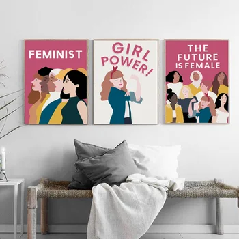 Moterų Mergina Feminizmo Plakatas Sienos Meno Tapybos Drobės Šiaurės Plakatai Ir Spausdina Sienos Nuotraukas Kambarį Mergaičių Kambario Dekoro