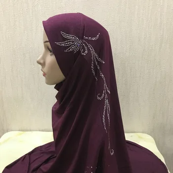 Moterų Paprastas Minkštas Amira Momentinių Hijab Šalikas Nešioti Mados Minkštas Galvos Wrap Musulmonų Galvos Skara Traukti ant galvos Apdangalai, L Dydis