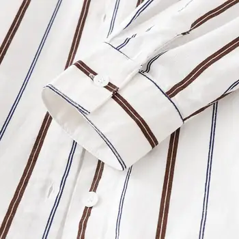 Moterų balta dryžuota palaidinė ilgomis rankovėmis atsitiktinis vatos pagaliukai aukštos kokybės rudenį 2019