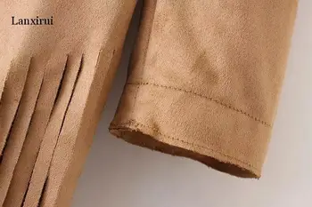 Moterų karšto pardavimo mados pagrindinio striukės kišenės mygtuką kutas suede bombonešis švarkai NAUJI žieminiai paltai Ruda Kutas viršutinių drabužių siuvimas