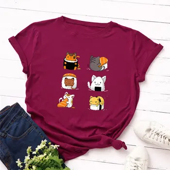 Moterų marškinėliai 2019 Naujas Harajuku Mielas Gyvūnų Spausdinti Madinga marškinėliai Moterims Atsitiktinis Viršūnės Vasarą, Trumpas Rankovėmis Tee Moterims Drabužių
