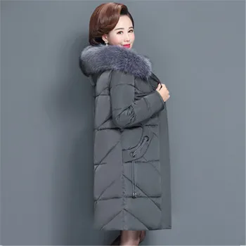 Moterų žiemos striukė kailio apykakle moteriška striukė plonas medvilnės-paminkštintas ilgą striukę, viršutiniai drabužiai žiemos paltai parko Didelio dydžio 6XL