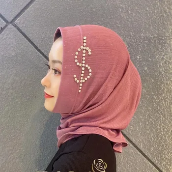 Musulmonų moterys lady momentinių deimantų hijab turbaną bžūp