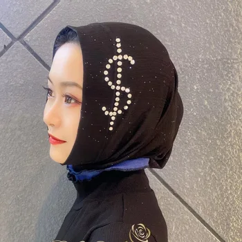 Musulmonų moterys lady momentinių deimantų hijab turbaną bžūp