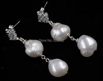 NAUJAS! Gamtos 12mm gėlo vandens Baroko perlas tabaluoti auskarai