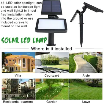 NAUJAS Saulės Šviesos 48 LED Nešiojamas Saulės Energijos Lempos Vandeniui Namų Kieme Lauko Apšvietimas Led Saulės Sodas Šviesos Keliu, Sienos Lempos