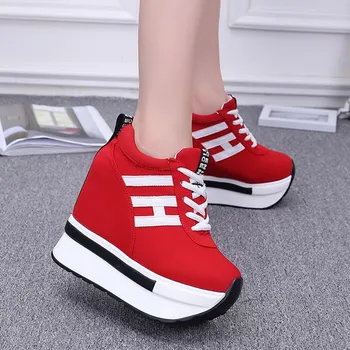 NAUJŲ Karšto Ponios Batai su Kulnais Raudona Moteris Batai Platformos, Aukštakulniai Moteriški Bateliai Moteris Lace-UP Sneakers zapatos de mujer W303
