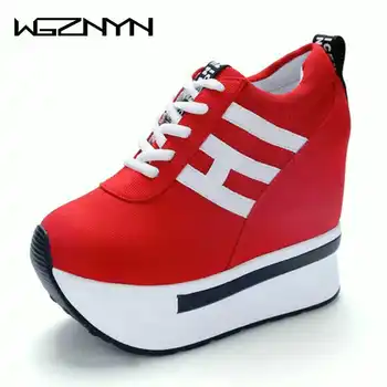 NAUJŲ Karšto Ponios Batai su Kulnais Raudona Moteris Batai Platformos, Aukštakulniai Moteriški Bateliai Moteris Lace-UP Sneakers zapatos de mujer W303