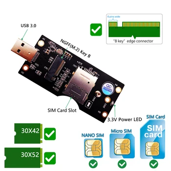 NGFF M. 2 Raktas B USB 3.0 Adapteris Keitiklis Kortelės Board Desktop PC Pridėti Kortelės SIM Slot 3G/4G/5G Modulis M. 2 USB Riser Card