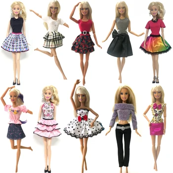 NK 10 Vnt/ Set Princesė Lėlės Suknelė Šalis Suknelė Barbie Lėlės Priedai Mados Dizaino Aprangą-Geriausia Dovana Mergaitė 