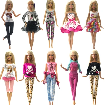 NK 10 Vnt/ Set Princesė Lėlės Suknelė Šalis Suknelė Barbie Lėlės Priedai Mados Dizaino Aprangą-Geriausia Dovana Mergaitė 