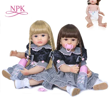 NPK 55CM naują atvykimo originalus labai švelnus viso kūno silikono bebe lėlės reborn bamblys mergina vandeniui vonios žaislas dviejų spalvų plaukų