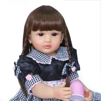NPK 55CM naują atvykimo originalus labai švelnus viso kūno silikono bebe lėlės reborn bamblys mergina vandeniui vonios žaislas dviejų spalvų plaukų