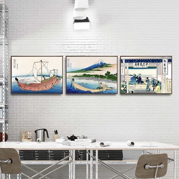 Namų Dekoravimo Meno Sienos Nuotraukas Fro Kambarį Plakato spauda, Drobė Paveikslų Japonijos Katsushika Hokusai Žvejybos valtis