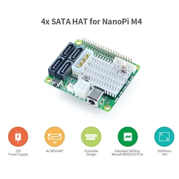 Nanopi M4 Skirta PCIe savo Ruožtu 4 port SATA3.0, RK3399 Plėtros plėtros Valdybos, atviro kodo Nas