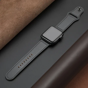 Natūralios odos kilpa dirželis apple watch band 42mm 44mm 38mm 40mm iwatch watchband 