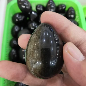Natūralus Akmuo Aukso Obsidianas Srityje Kiaušinių Gydymo Reiki Amatų Akmenų Masažas Pirštų Mankšta