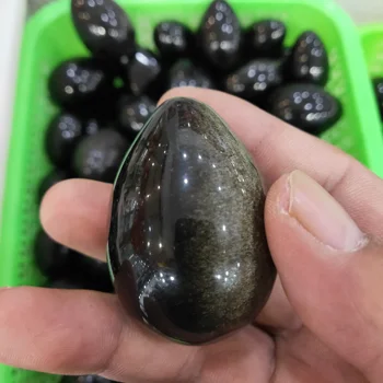 Natūralus Akmuo Aukso Obsidianas Srityje Kiaušinių Gydymo Reiki Amatų Akmenų Masažas Pirštų Mankšta