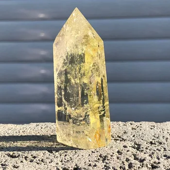 Natūralus citrinas rašė kristalinis kvarcas obeliskas lazdelė taško gydymo