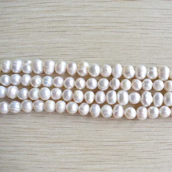 Natūralūs gėlavandenių Perlų Netaisyklingos apvalios prarasti karoliukai 7-8mm papuošalai priedai priėmimo didmeninė 105pcs/lot nemokamas pristatymas