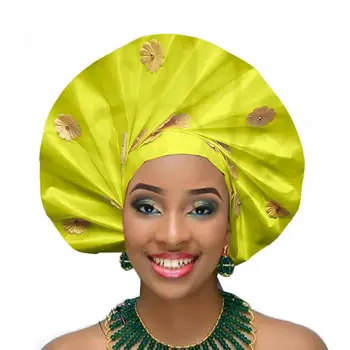Nauja Afrikos auto gele headtie Nigerijos vadovas wrap vestuvių galvos apdangalai sego lankelis afrikos headtie