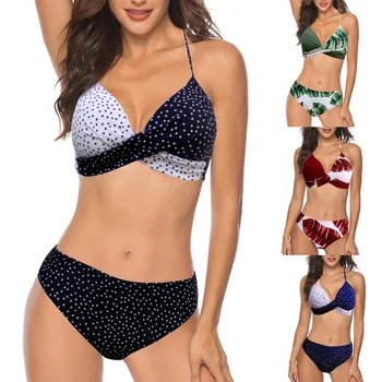Nauja Seksuali Kratinys Bikini Komplektas Tvarstis Moterų Push Up maudymosi kostiumėlis Vasaros Moterų Paplūdimio Drabužiai Plius Dydis maudymosi Kostiumėliai Biquini Bikini 3XL