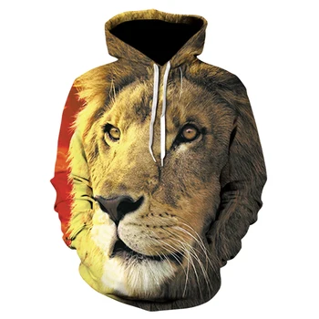 Nauja gyvūnų-asmenybės spausdinti hoodie vyrų 3d komiksai aštri liūto galva hoodie 2019 prekės hoodie mados tracksuit street c