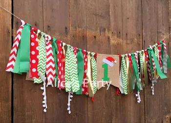 Nauja Žalia Raudona Kalėdų Reklama Highchair Bunting 1-ojo Gimtadienio Girliandą Reklama Santa Hat Baby Shower Dekoro Darželio Kabinti