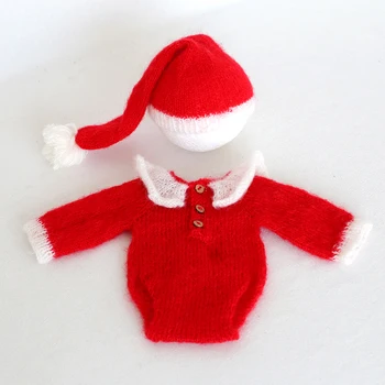 Naujagimio Kalėdų prop Raudona ir balta Santas elf Kalėdų skrybėlę Vaikai Nėrimo Santa Hat Kalėdų variklio Dangčio