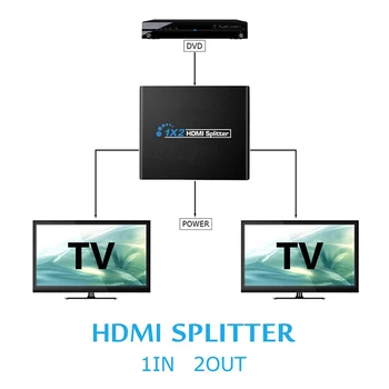 Naujas 1 2 iš 1080p 4K 1x2 Striptizo 3D Galios Signalo Stiprintuvas 4K HDMI suderinamus Splitter HDTV DVD PS3 Xbox ES Adapteris