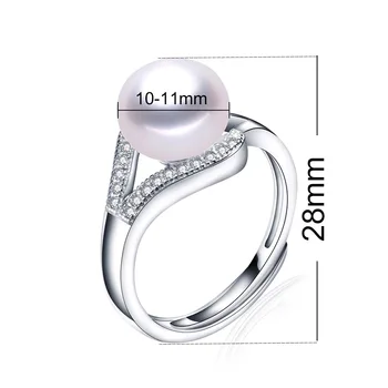 Naujas Aukštos Blizgesys Natūralių Gėlavandenių Perlų Žvilgesio Cirkonis Žiedai Moterų Mados 925 Sterlingas Sidabro Papuošalai Reguliuojamas Žiedas