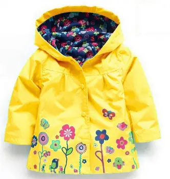 Naujas Berniukų Paltai Rudenį, Pavasarį Bamblys gobtuvu gėlių modelio Neperšlampamas Lietpaltis Vaikams Laisvalaikio Outwear Vaikams Drabužių