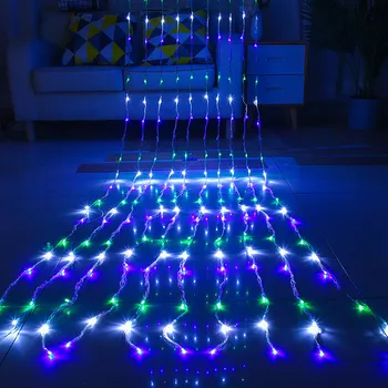 Naujas LED Krioklys Užuolaidų Meteoras Dušas String Žibintai 3X3/3Ｘ2m Kalėdų Pasakų Žibintai Vestuves Fone Sodo Lempos Dekoras