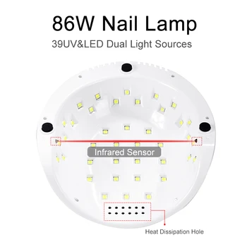 Naujas LED UV Lempa 39Pcs Led 78W Galingas Manikiūro Šviesos Profesija Gelio Nagų Lempa Nagams Džiovintuvas Mašina Nagų Dailės Lempos Manikiūro Įrankis