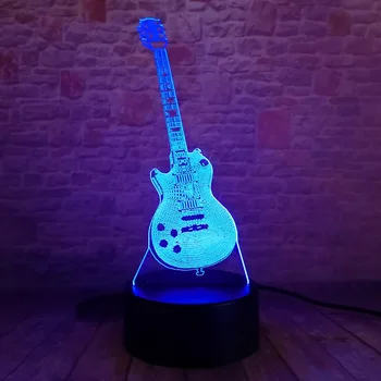 Naujas Lampada 3D Bass Muzikos Gitara Lempa 7 Spalvų Kaita, Naktį Šviesos diodų (LED) Blub Dekoro Muzikos Entuziastas Vaikų Kalėdos Gimtadienio Žaislai