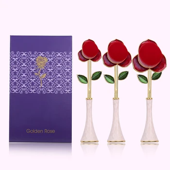 Naujas Mažasis Princas Raudona Rožė Gėlių Teptuku Grožio ir Žvėrys Makiažo Teptuku Kosmetikos Foundation Brush Moteris Dovaną Su dėžute